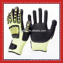 Fluorescent Yellow Cut And Impact Resistant Double Nitrile Dip Gloves,High Performance Mechanic Gloves